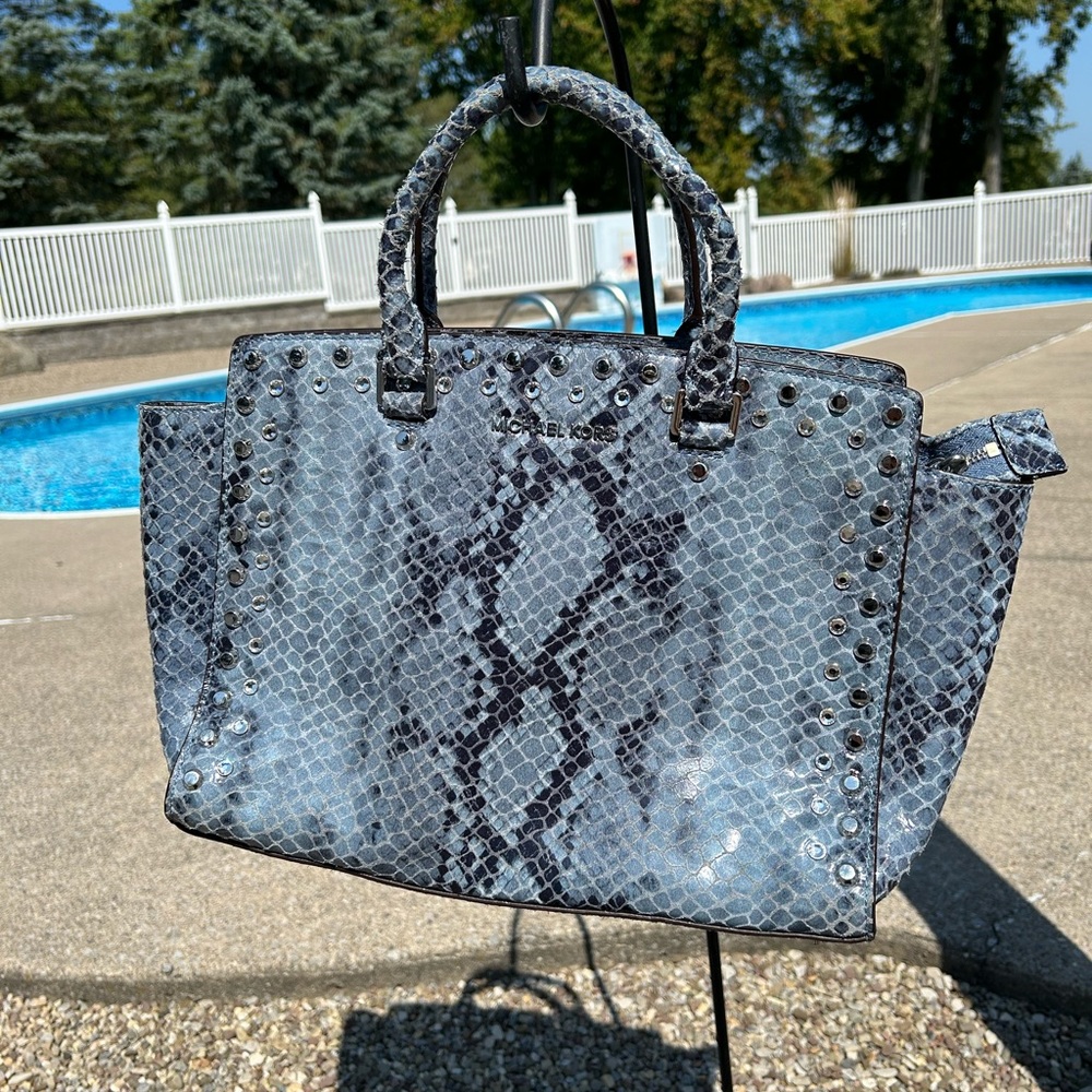 Blue snakeskin Michael kors bag